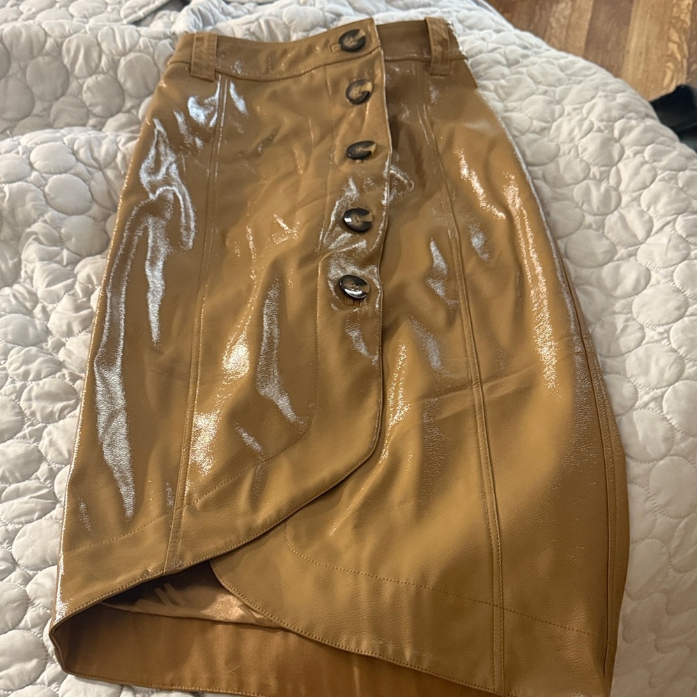 Ganni Shiny Tan Asymmetrical Skirt